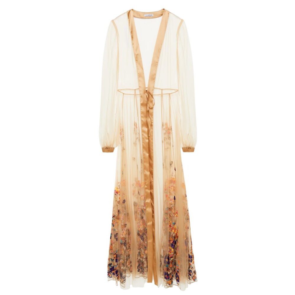 I.D. Sarrieri Embroidered Tulle Robe, Floral Sheer Luxury | NWT Size S | $1795 - Picture 2 of 6